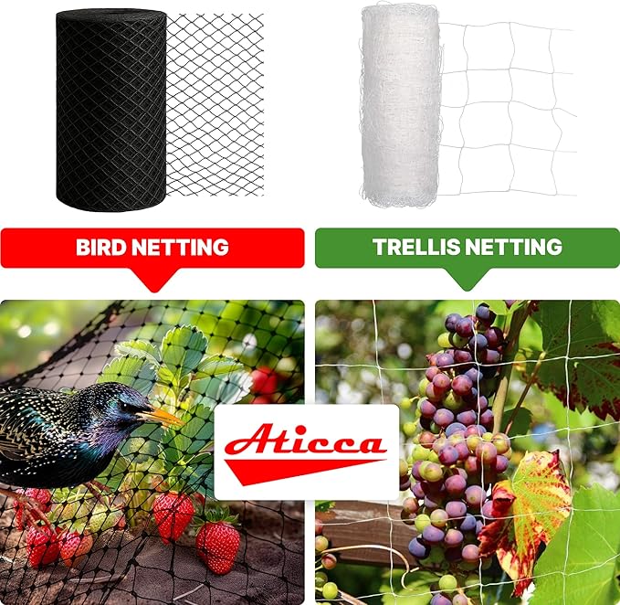 Heavy Duty Bird Netting for Garden Protection & Fruit Trees, 13x40 Ft with 10 Stakes – Black Anti-Bird Net for Poultry, Deer, & Squirrel Protection, Durable Nylon Mesh for Garden and Yard Use