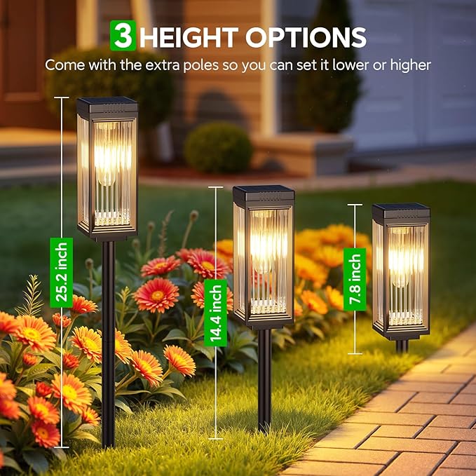 2 Pack Solar Pathway Lights Outdoor, Upgraded Solar Lights Outdoor Waterproof, Bright Up to 15 Hrs Auto On/Off Garden Light for Yard Patio Lawn Path Walkway Driveway Outside Decor