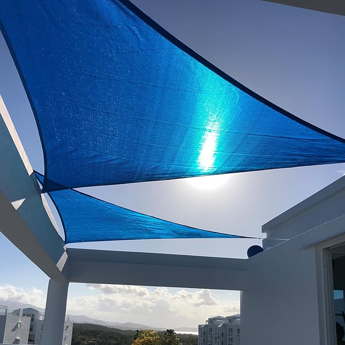 SUNNY GUARD Sun Shade Sail 10'x10'x10' Triangle Blue UV Block Sunshade for Backyard Yard Deck Patio Garden Outdoor Activities and Facility(We Make Custom Size)