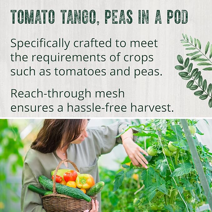 Dalen Jute Trellis for Vining Crops - Natural Strength, Easy Harvest Reach-Through Mesh - Ideal for Tomatoes and Peas – 150 sq ft.