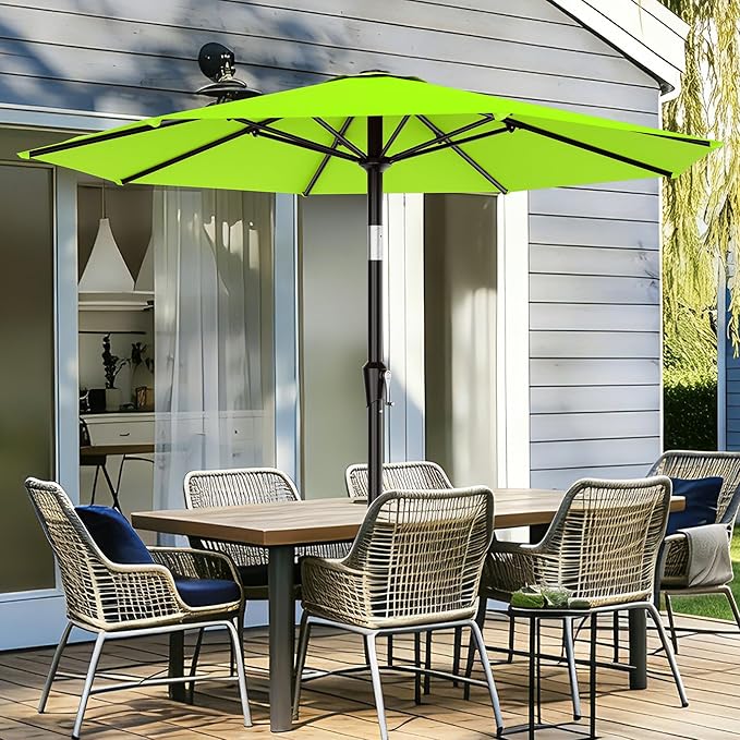 AreShark 9 FT Patio Umbrella for Outdoor, Outdoor Umbrella with Push Button Tilt and Crank, Outdoor Patio Umbrellas with 8 Sturdy Ribs for Market, Garden, Deck, Backyard, Pool (Apple Green)