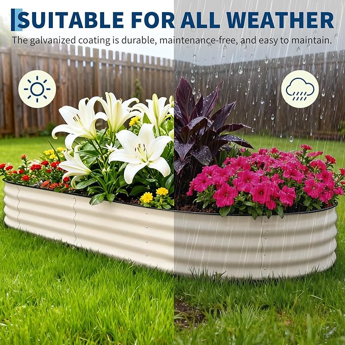 Garvee 2 Pack Galvanized Raised Garden Beds - 10x4x1.5ft Planter Box for Vegetables, Flowers, Rust-Resistant Garden Box, Easy Assembly Raised Beds, Durable Planters for Outdoor Plants