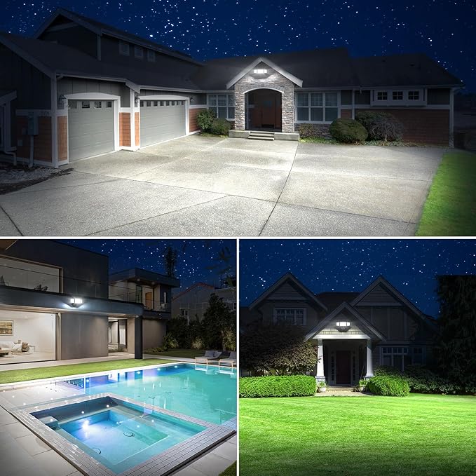 Onforu 100W 11000LM Flood Lights Outdoor, Brightness Security LED Flood Lights with 3 Adjustable Heads, Switch Controlled, IP65 Waterproof 6500K Outside Exterior Flood Light for Yard Garage Eave Patio