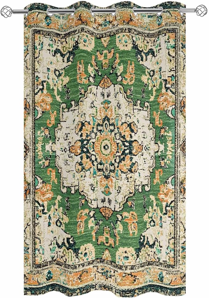 Ombre Green Boho Outdoor Curtains for Patio Waterproof, Grommet Privacy Curtain Drapes Weatherproof Outside Curtains for Porch GazeboPergola Cabana 1 Panel 54x84inch Vintage Ethnic Tribal Geometric