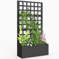 Outsunny Galvanized Raised Garden Bed with Trellis, Metal Planter Box with Drainage Holes, Outdoor Privacy Screen for Climbing Plants, Vegetable, Vines, 24" x 9" x 44.5", Black