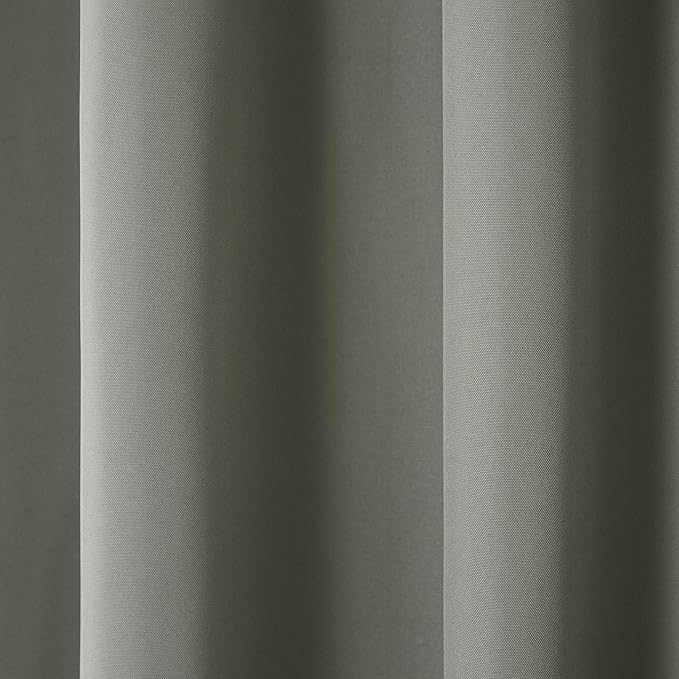 TOWN & COUNTRY BASICS Cabana Solid Heavyweight Indoor Outdoor Curtains, Light Filtering Opacity with Grommet Top, Water Repellent, 2-Pack Set, 54"x120", Medium Grey