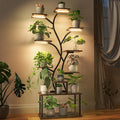 Bstrip 63 Inch Plant Stand with Grow Light, 10-Tier Plant Shelf for Indoor Plants, Decor Tree Shaped Flower Stand for Home, Corner & Patio