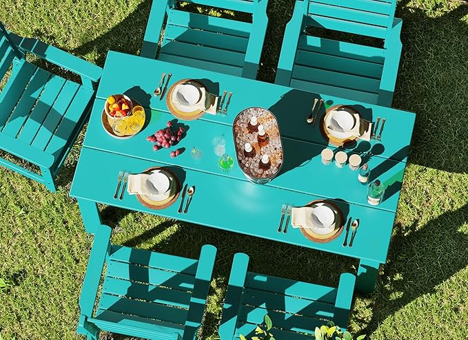 GREENVINES Outdoor Dining Chairs Set of 2 | HDPE | Patio Chair | All-Weather | Aqua