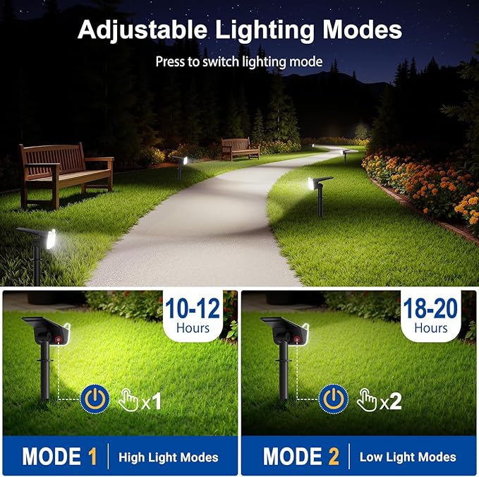 LETMY Solar Spot Lights Outdoor Waterproof with Bigger LED, Auto ON/Off 135°Adjustable Solar Lights Outdoor, 2-in-1 Wall Lights & 2 Modes Landscape Spotlights for Tree Yard Pathway Garden Decor 2Pack