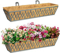 2 Pack 30 Inch Window Boxes Planters Railing Planter Box with Adjustable Brackets for Porch Fence Patio Balcony Hanging Flower Baskets with Coco Liners for Outdoor Garden Decor - Dark Grey