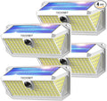 TECKNET 461 LED Solar Powered Outdoor Lights, 270° Angle & 3 Lighting Modes Motion Sensor Light Outdoor, Security Solar Lights Waterproof - 4 Pack, White, Cold Light