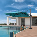 PURPLE LEAF 8' X 8' Patio Umbrella with Steel Plate Base for Pool 7' High Offset Outdoor Cantilever Umbrella Swimming Pool Umbrella with 360°Rotation for Poolside Turquoise Blue