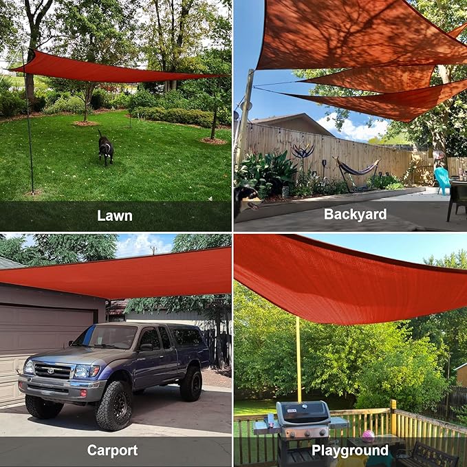 SUNLAX Custom Size 10'x15'x18' Red (Terra) Sun Shade Sail Right Triangle UV Block Sunshade for Backyard Yard Deck Patio Garden Outdoor Facility (Customized)