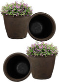 Sunnydaze 20-Inch Anjelica Large Plastic Pot for Plants - Outdoor Double-Walled Large Plastic Planter with Drillable Drainage Holes - Sable - 4pk