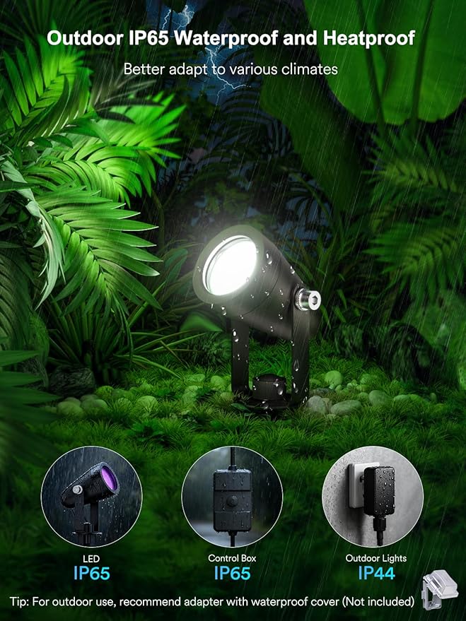 ANGELHALO Smart Landscape Spotlights, Low Voltage IP65 Waterproof Outdoor Spotlights Compatible with APP/Voice/Alexa Control, Color Changing Lights for Yard Garden Pathway Lawn, 6 Pack