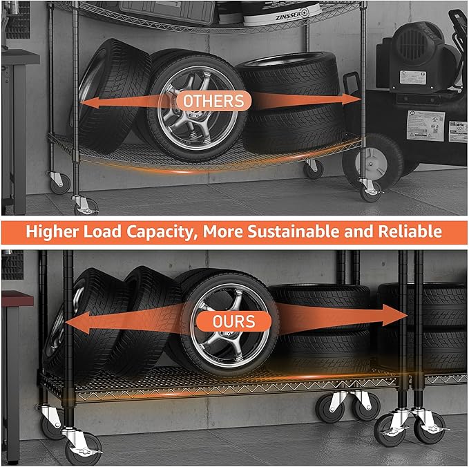 53" W Garage Shelving 5 Tier Industrial 2200LBS Metal Shelving Units for Commercial, Basement, Pantry, Warehouse, School, Black Heavy Duty Easy Assembly 53.2" W x 23.6" D x 73.6" H