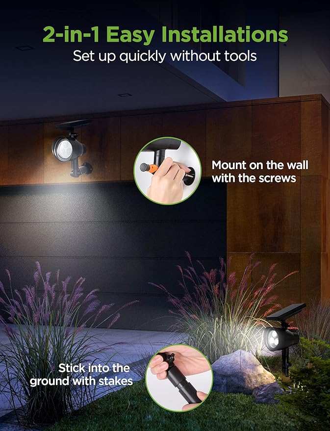 InnoGear Solar Lights for Outside, Outdoor Landscape Spotlight Waterproof Security Lighting Adjustable Auto On/Off for Patio Deck Yard Garden Pool Driveway, Pack of 4
