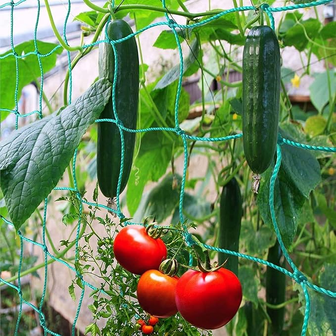 Pack of 2 Cucumber Tomato Trellis Netting, Heavy Duty Garden Netting for Climbing Plants Support, Pea, Grape, Bean, Fruit, Vegetables - 4" Mesh Size, 6Ft x 9Ft