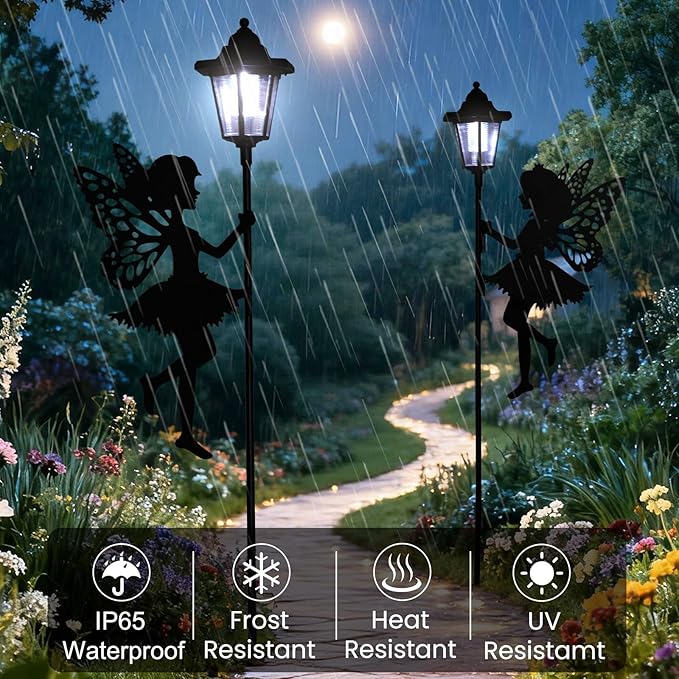 ZKLiLi Fairy Solar Garden Light,Outdoor Garden Fairy Decor Waterproof Large Hanging Lantern Decorations for Patio Yard Porch Lawn Pathway Statues Outdoor Decor Gifts（White Light）