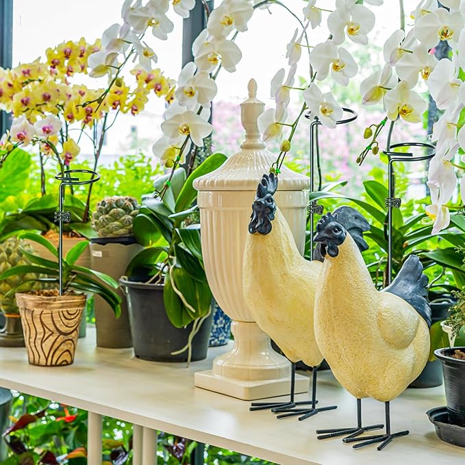 Mwellewm 3 Sets Plant Stakes 12/25/36 Inch Adjustable Plant Support Stakes Tall for Indoor Outdoor Plant Holder Stick Steel Garden Stem Pole Amaryllis Stakes with 15 Clip for Tomato Orchid Lily Flower