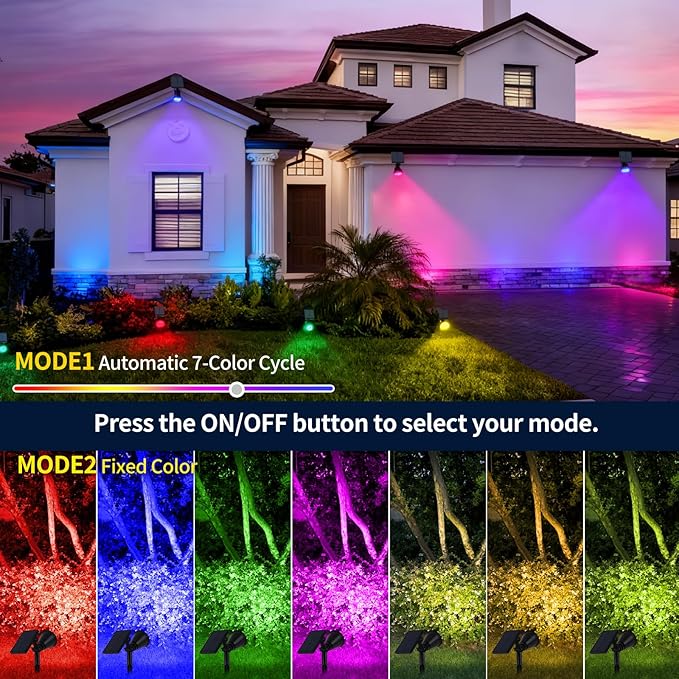 Solar Spot Lights Outdoor Waterproof, 18 LED Solar Powered Landscape Lighting Low Voltage Auto On/Off for Garden, Yard, Tree, Flag, Wall, Pathway, 4 Pack