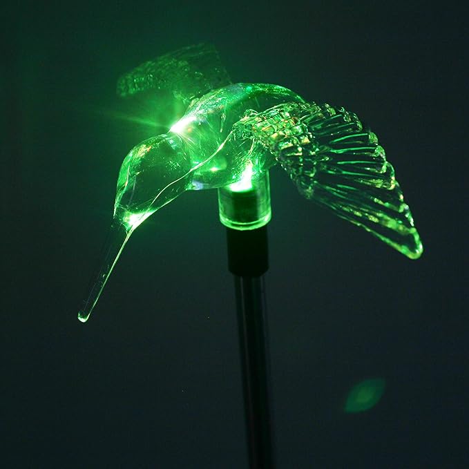 Outdoor Solar Garden Stake Light - Color Changing Decorative LED Stake Lamp In-ground Landscaping Lighting for Garden Patio Yard Lawn Pathway Flower Bed Decor Decorations Figurine Hummingbird