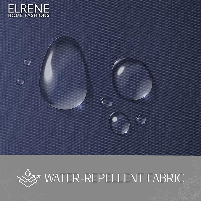 Elrene Home Fashions Matine Weatherproof Tab-Top Indoor/Outdoor Solid Color Curtain Panel for Porch, Pergola, Patio, Deck, 52”W x 84”L, Blue (Pack of 2)