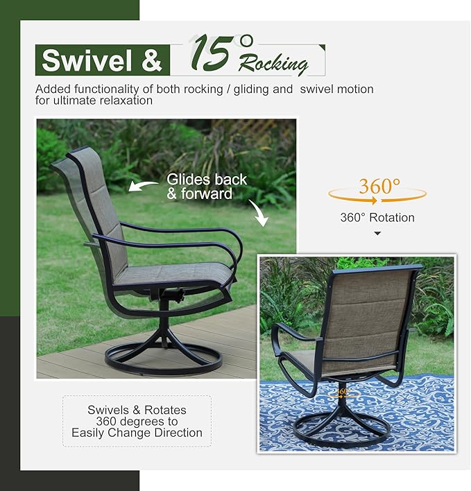 Sophia & William Patio Dining Set 5 Pieces, 4 x Patio Dining Chairs Textilene with 1 Round Patio Dining Metal Table 44" with Umbrella Hole Outdoor Furniture Set for Lawn Garden
