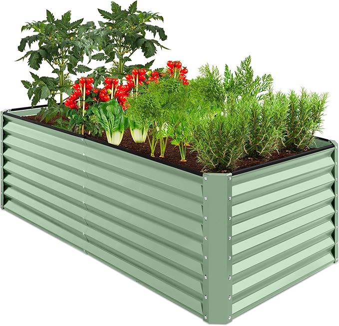 Best Choice Products 6x3x2ft Outdoor Metal Raised Garden Bed, Deep Root Box Planter for Vegetables, Flowers, Herbs, 269 Gallon Capacity, 100% Non Toxic Materials - Sage Green