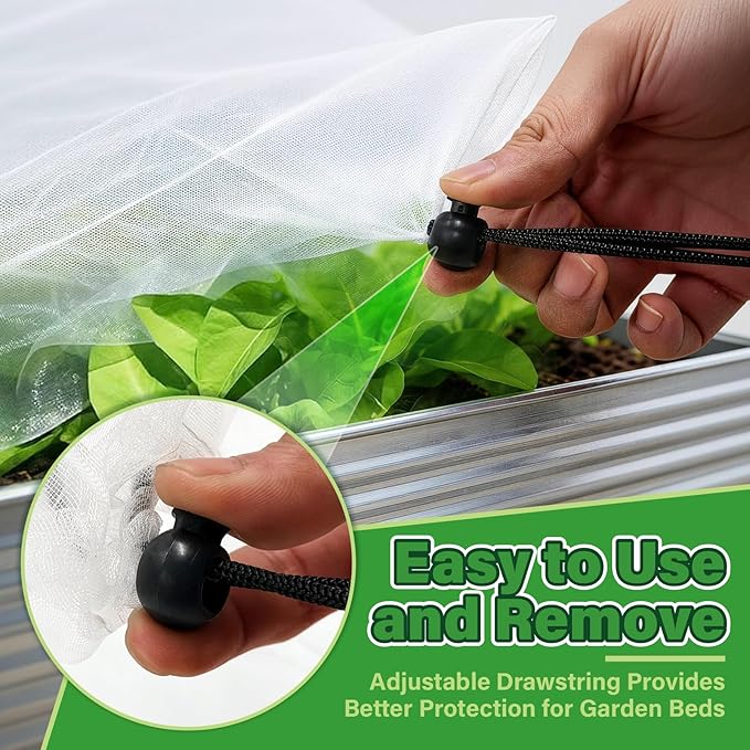 KEOHOL 3-Pack Garden Netting for Raised Beds, 59.1" × 27.6" × 17.7" Rectangular Plant Covers with Ultra-fine Mesh, UV Protected HDPE Plant Netting for Vegetables Flowers Fruits