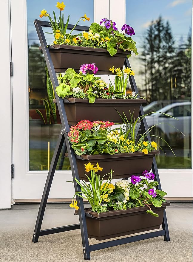 Outland Living 4-Ft Raised Garden Bed - Vertical Garden Freestanding Elevated Planters 4 Container Boxes - Good for Patio Balcony Indoor Outdoor - Perfect to Grow Vegetables Herbs Flowers