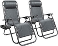 Homall Zero Gravity Chair - Adjustable Folding Lawn Chairs - Outdoor Gravity Reclining Lounge Chair with Pillows - Set of 2 (Double-Gray)