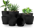 Utopia Home - Plant Pots Indoor with Drainage - 7/6.6/6/5.3/4.8 Inches Home Decor Flower Pots - Pack of 10 Plastic Planters for Indoor Plants, Cactus, Succulents Pot - Black