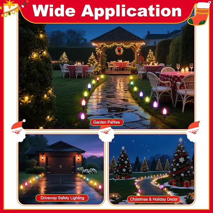 60 Pcs 7.5 Inch Christmas Light Stakes, Christmas Yard Stakes for C7 C9 Christmas Lights, Garden Path Walkway Holiday Decorations(Black)
