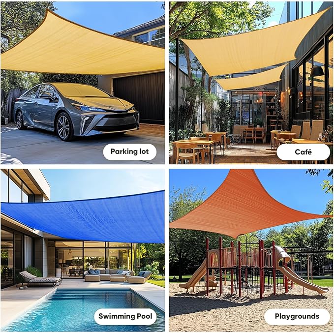 Quictent 20x16ft Rectangular Sun Shade Sail 185G HDPE Canopy 98% UV Block Outdoor Patio Garden Commercial Deck with Hardware Kit (Gray)
