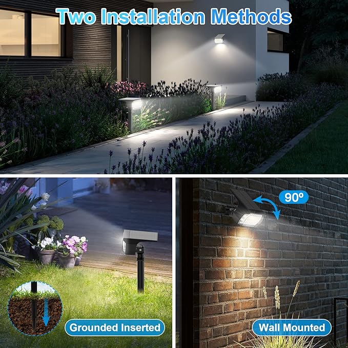 Solar Spot Lights Outdoor, [57 LED/6 Pack] Solar Lights Outdoor IP65 Waterproof, 3 Modes Solar Powered Landscape Spotlights for Garden Yard Outside Patio Pathway Pool(Cold White)