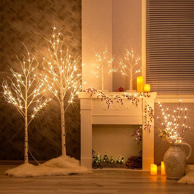 Vanthylit 3PK 30" Brown Lighted Twig Branches Pathway Light 60 LED Warm White Bulbs for Outdoor and Indoor