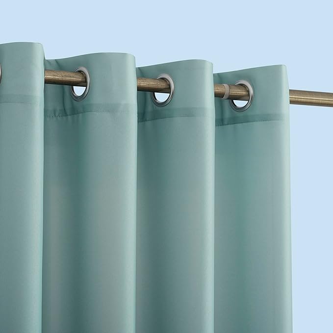 Sun Zero Marina Indoor/Outdoor UV Protectant Energy Efficient Grommet Curtain Panel, 54" x 108", Soft Teal