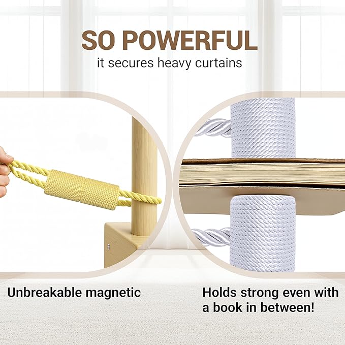 Hion Magnetic Curtain Tiebacks Golden 2pcs, Curtain Tiebacks Buckles Holdbacks Holders Hooks Clip for Home Bedroom Office Decorative Curtain