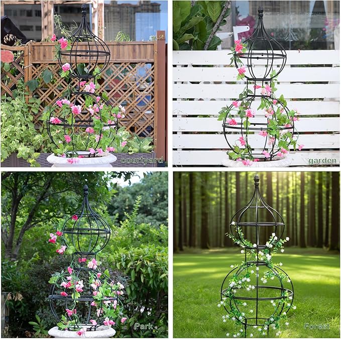 47"x17" Metal Obelisk Trellis for Climbing Plants | Unique Outdoor Support for Rose Bushes and Tall Vines | Durable & Weather-Resistant Garden Decor
