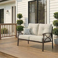 RoyalCraft Patio Loveseat, All-Weather Outdoor 2 Seats Sofa Couch, Khaki Metal Furniture with Beige Cushions
