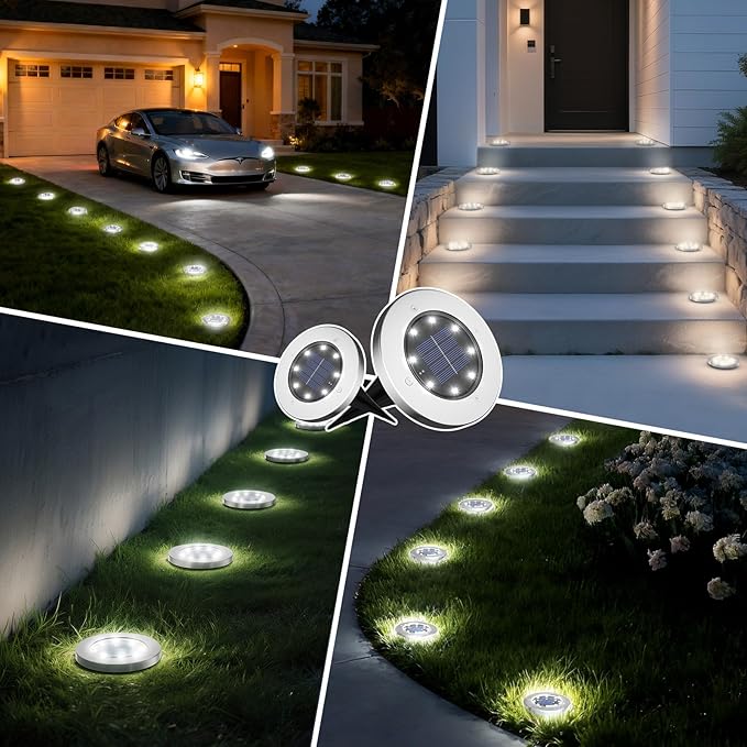 INCX 4.6 inch Solar Lights Outdoor Waterproof,12 Pack Solar Lights for Outside, Solar Garden Lights Landscape Lighting for Patio Pathway Lawn Yard Deck Driveway Walkway, Cold White