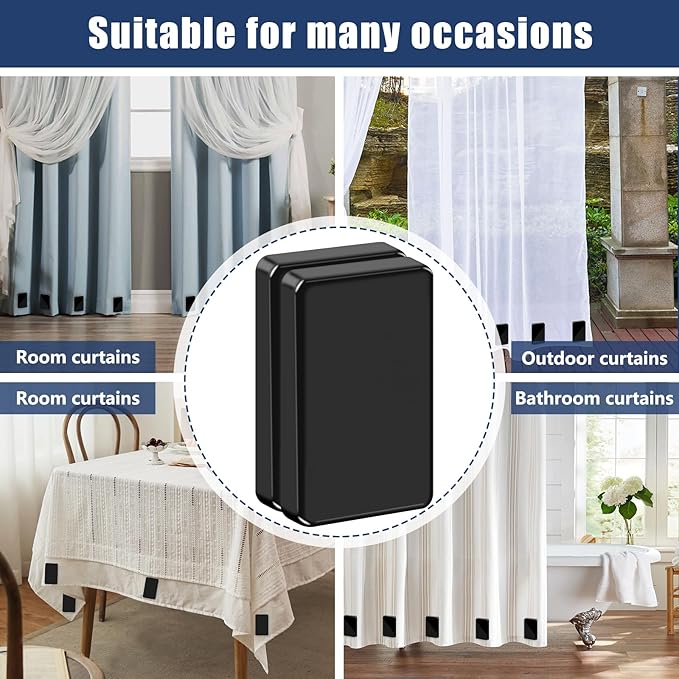 18 Pcs Outdoor Curtain Weights, Plastic Wrapped Magnetic Drapery Weights, Waterproof Heavy Duty Curtain Magnets for Heavy Wind Outside, Shower Curtain, Tablecloth, Flag (Black)