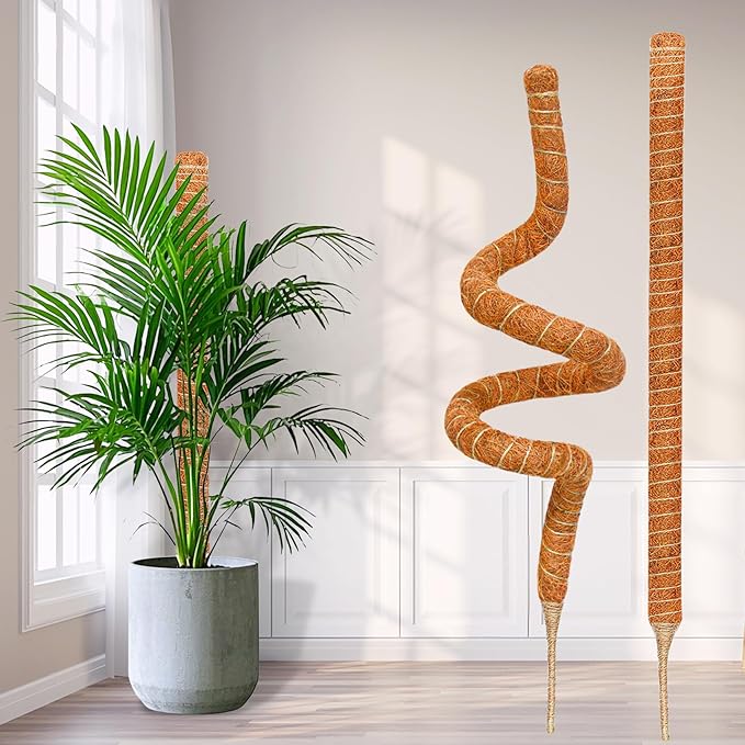2 Pack 60 Inch Moss Pole Monstera Plant Support, Coir Moss Poles for Climbing Indoor Plants, Bendable Plant Stake Trellis for Potted Plant, Pothos, Philodendron