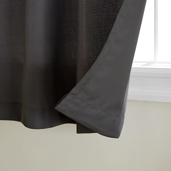 TOWN & COUNTRY BASICS Cabana Solid Heavyweight Indoor Outdoor Curtains, Light Filtering Opacity with Grommet Top, Water Repellent, 2-Pack Set, 54"x96", Charcoal (Pack of 6)