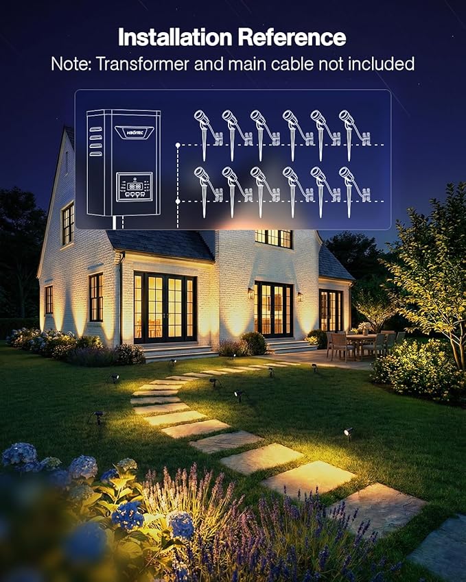 HIBOITEC 5W Low Voltage Landscape Lights, 2900K Warm White Landscape Lighting with Connectors,12-24V AC/DC, Waterproof Landscape Spotlights for Garden Tree Yard Wall, 6 Pack