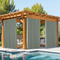 NICETOWN 2 Panels Outdoor Curtains Waterproof Pocket & Back Tab on Top & Bottom, Thermal Insulated Windproof Sun Blocking Outside Privacy Drapes for Patio with Fixed Rope, W84 x L84, Sage Green