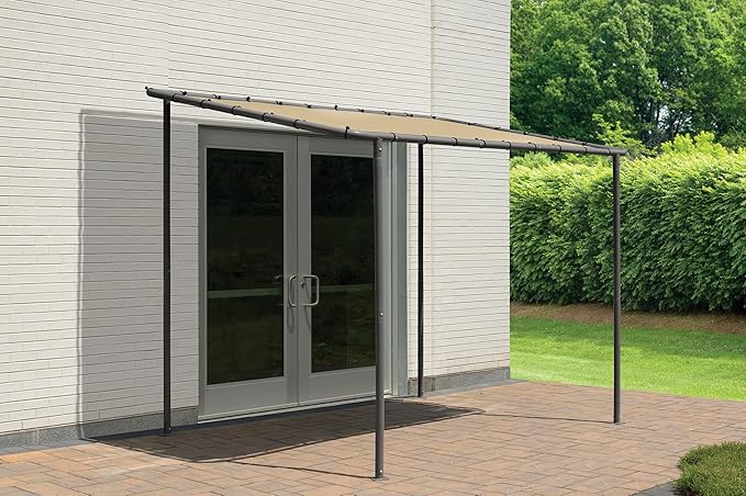 ShelterLogic 10' x 6' Solano Gazebo Canopy Charcoal Carbon Steel Frame and Water-Resistant and Sun Protection Tan Cover