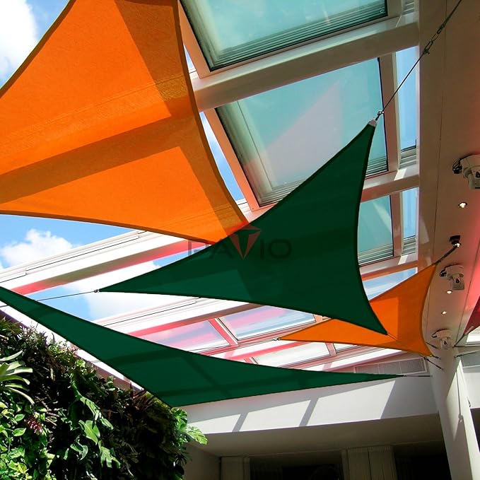 Patio Paradise 2' x 2' x 2' Sun Shade Sail Triangle Canopy Shade Cloth Fabric Sunlight Block Patio Pergola Cover HDPE Deck Awning for Outdoor Backyard Roof Shading, Green