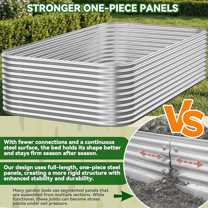 3 Pack Tall 4x2FT Raised Beds for Gardening, Corrugated Galvanized Steel Raised Garden Bed, Outdoor Metal Above Ground Garden Bed for Vegetables and Flowers